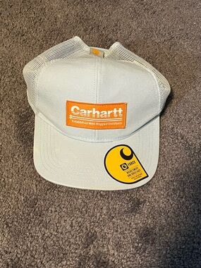 Carhartt light blue Hat with Orange Logo Patch